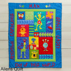 Custom Made Personalised Space Aliens Quilt - Littler Quilts