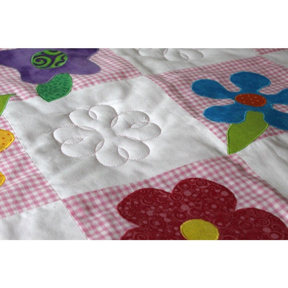 Flower Power Patchwork Cot Bed and Nursery Bed Quilt in Pink - Littler Quilts