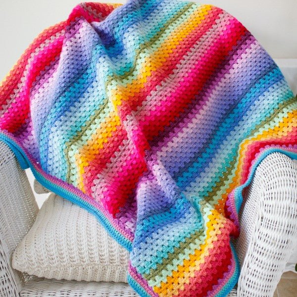 Handmade Crochet Rainbow Stripe Baby Blanket Littler Quilts