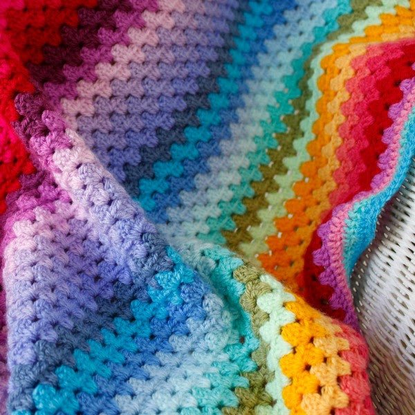 Handmade Crochet Rainbow Stripe Baby Blanket Littler Quilts