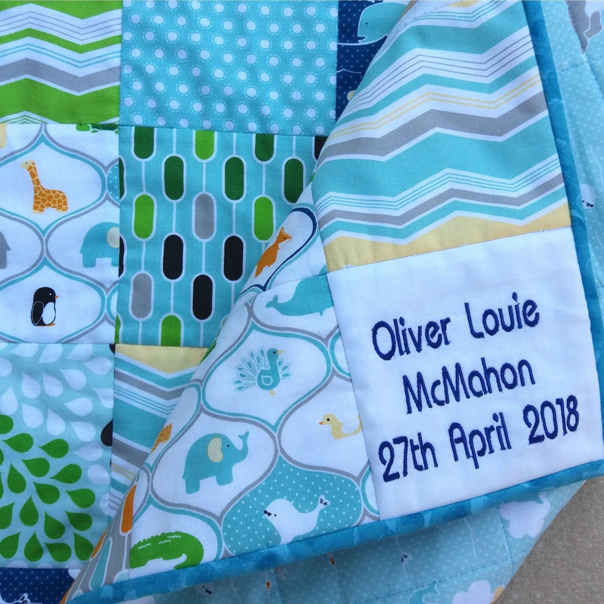 Into The Ark Personalised Baby Quilt - Littler Quilts