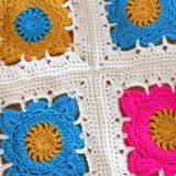 4 bright flower squares joined with cream