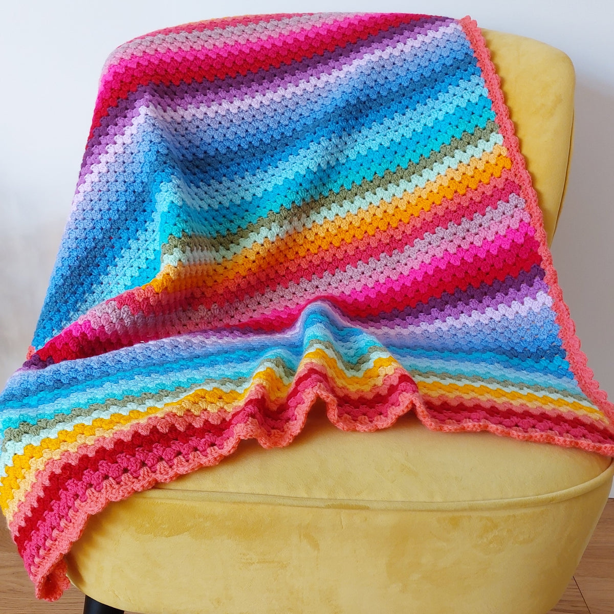 Handmade Crochet Rainbow Stripe Baby Blanket - Littler Quilts