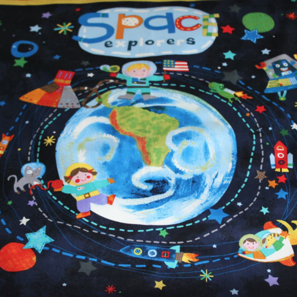 toddler quilt showing planet earth