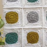 Circle to Square Crochet Baby Blanket in Green and Grey - Littler Quilts