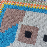 close up of the cute puppy baby blanket showing the puppy eye and ear