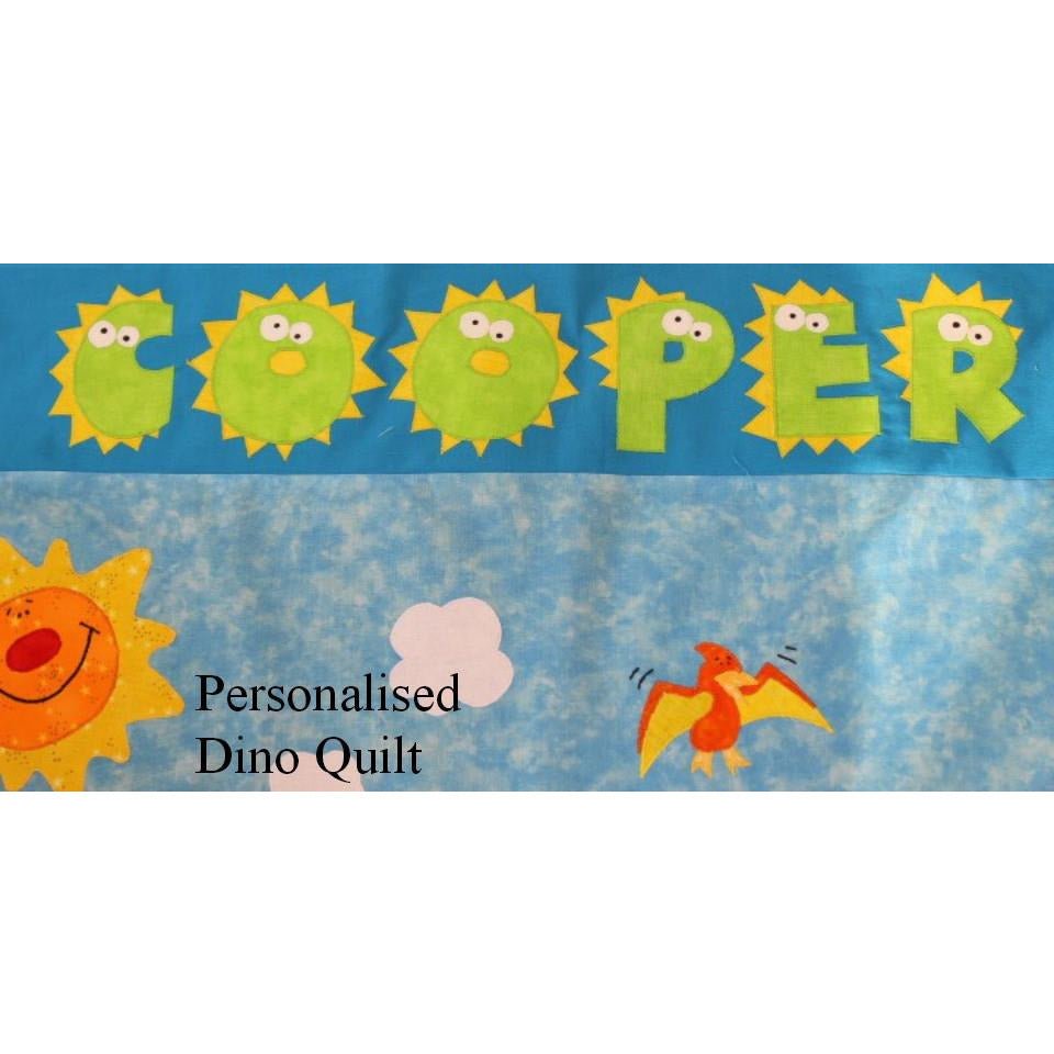 Custom Made Personalised Dinosaur Quilt - Littler Quilts