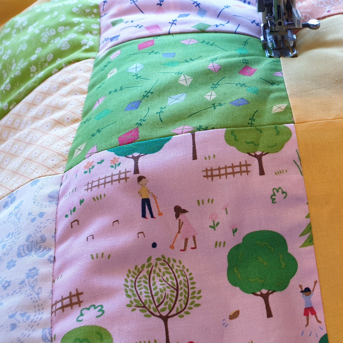 Custom Made Sunday PicNic Patchwork Baby Quilt - Littler Quilts