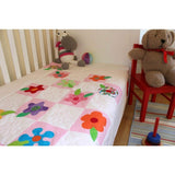 Flower Power Patchwork Cot Bed and Nursery Bed Quilt in Pink - Littler Quilts