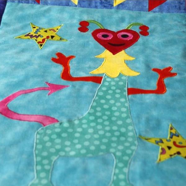 Handmade Children's Space Aliens Nursery Quilt - Littler Quilts