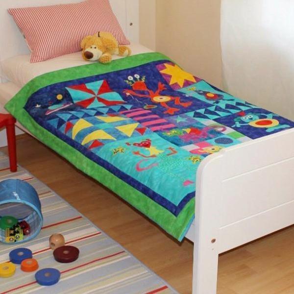 Handmade Children's Space Aliens Nursery Quilt - Littler Quilts