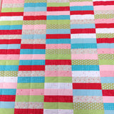 the front of the quilt showing all the rectangles stacked together 