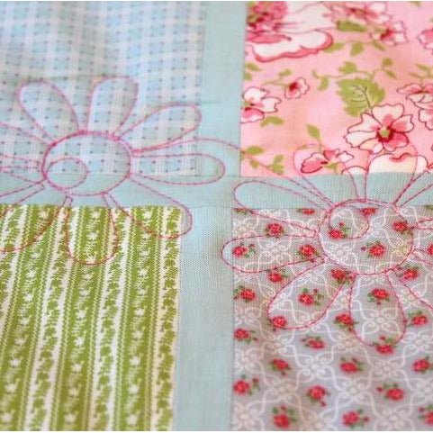 Personalised Custom Made Flowers & Pink Gingham Quilt - Littler Quilts