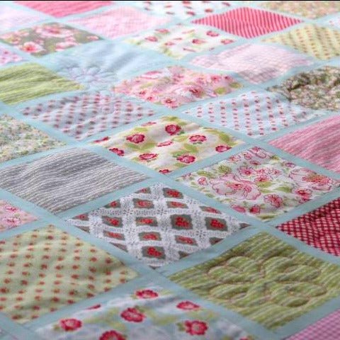 Personalised Custom Made Flowers & Pink Gingham Quilt - Littler Quilts