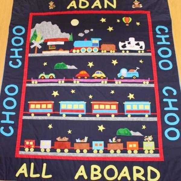 Personalised Custom Made Train Quilt - Littler Quilts