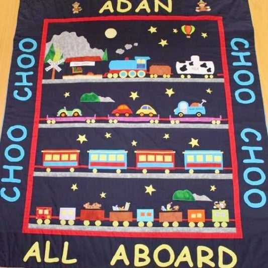 Personalised Custom Made Train Quilt - Littler Quilts