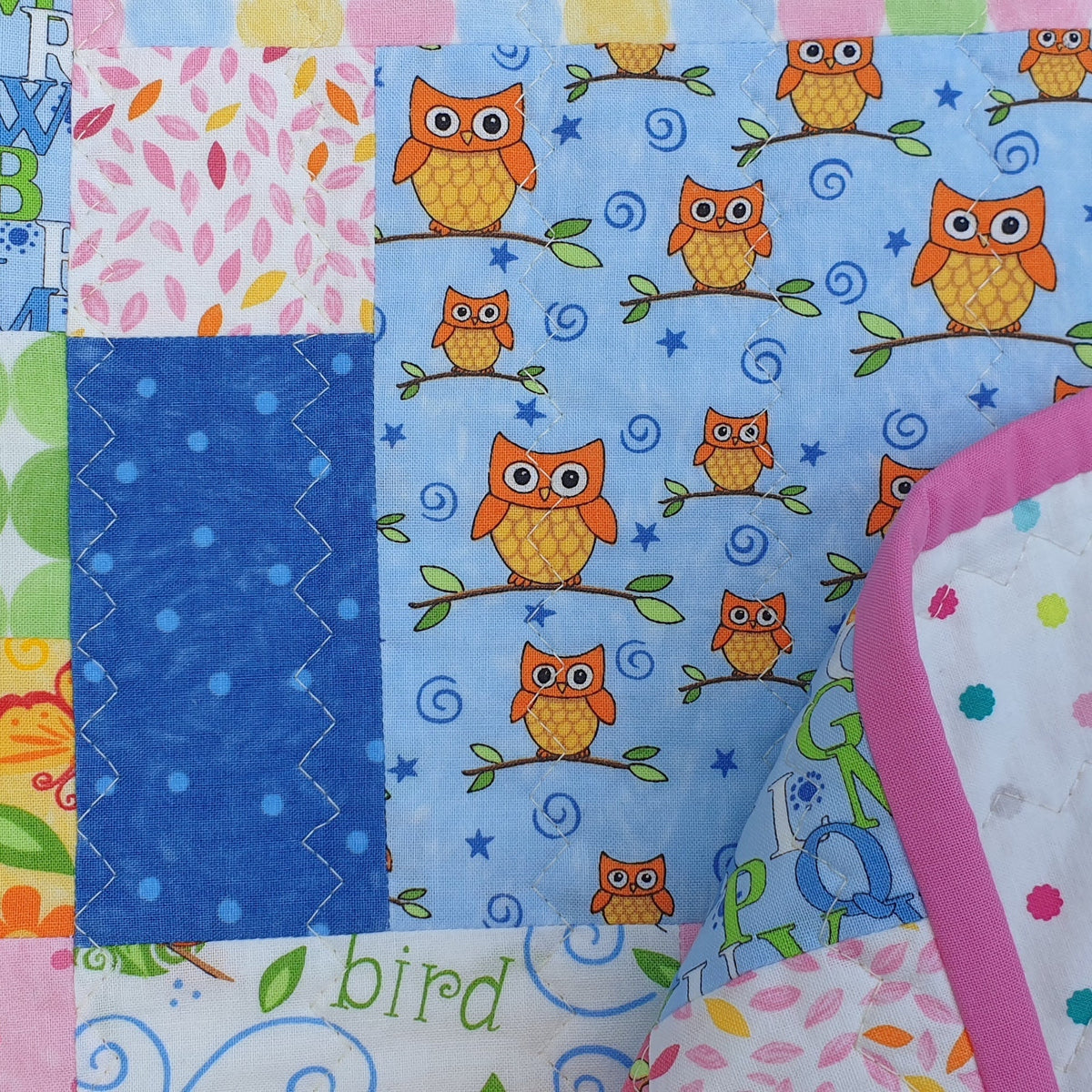 Personalised Scrappy Patchwork Owl Quilt - Littler Quilts