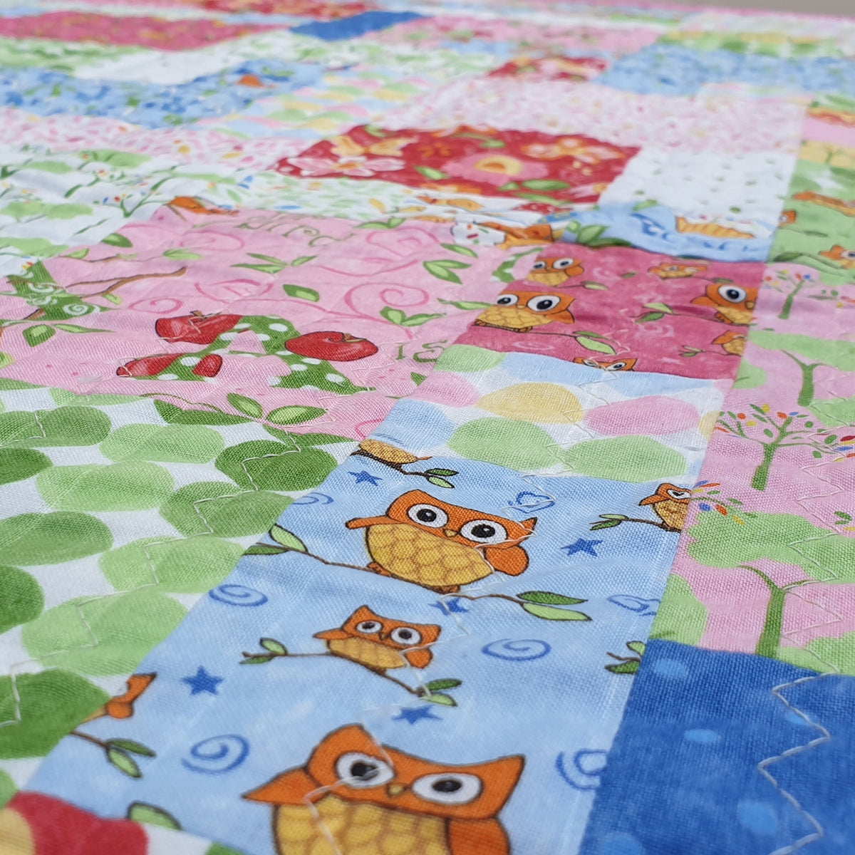 Personalised Scrappy Patchwork Owl Quilt - Littler Quilts
