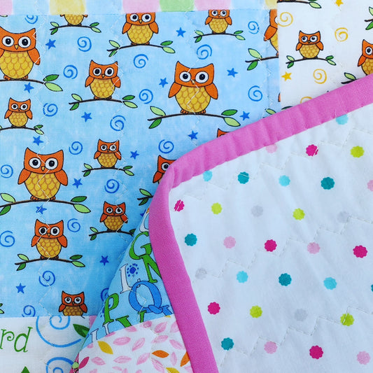 Personalised Scrappy Patchwork Owl Quilt - Littler Quilts