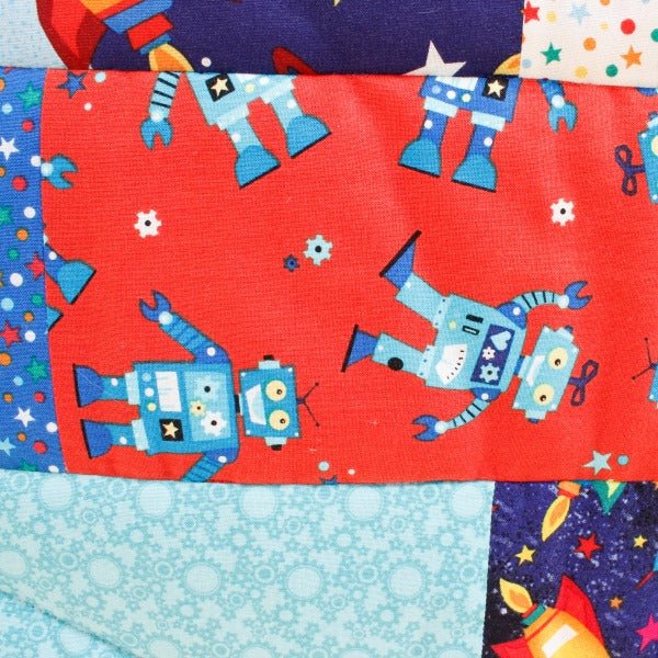 Rockets and Robots Children's Patchwork Quilt - Littler Quilts