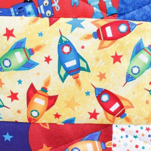 Rockets and Robots Children's Patchwork Quilt | Littler Quilts