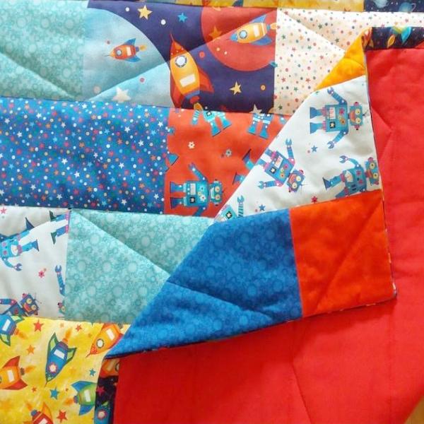 Rockets and Robots Children's Patchwork Quilt - Littler Quilts