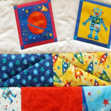 Rockets and Robots Children's Patchwork Quilt - Littler Quilts